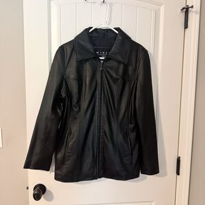 WINLIT New York Genuine Leather Jacket Full Zip Women's Size Large Black Pockets